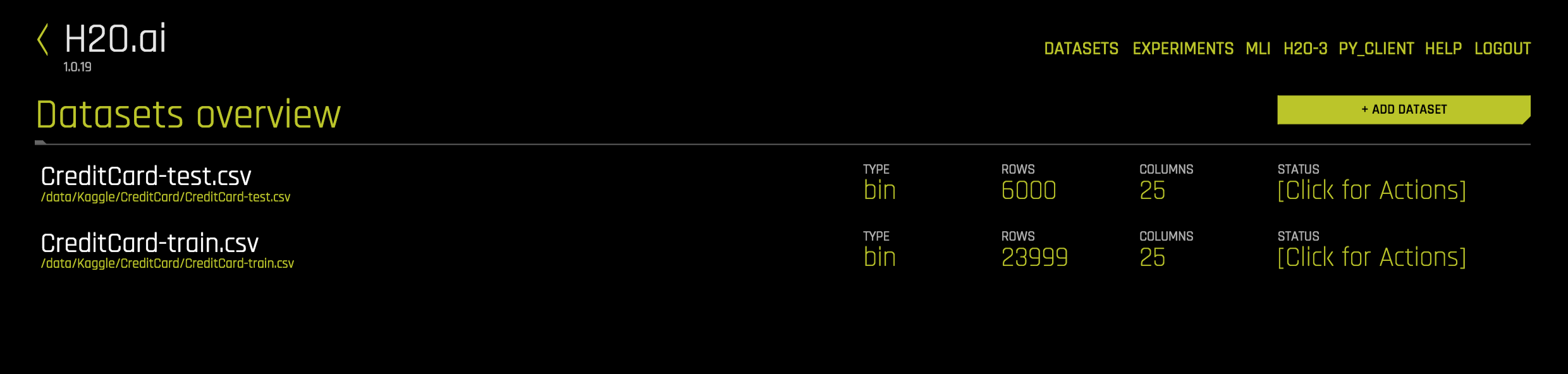Equivalent Steps in Driverless: Upload Train & Test CSV Files