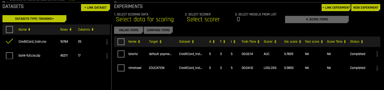 Select datasets
