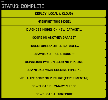 Experiment Complete menu
