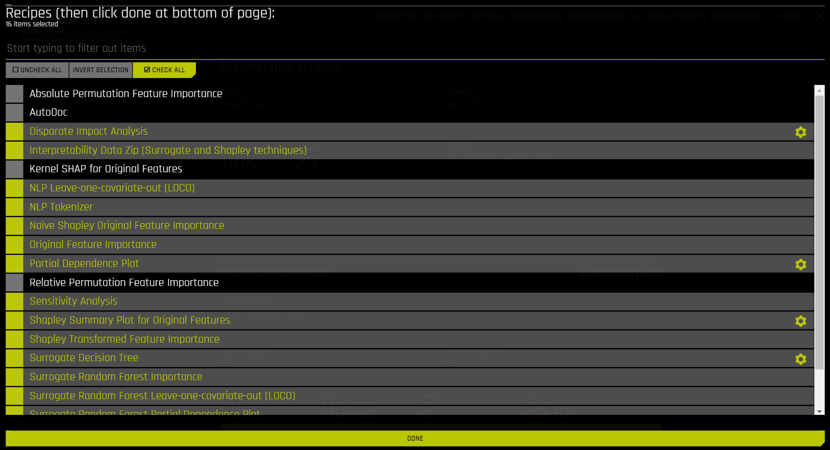 Interpretation recipes default