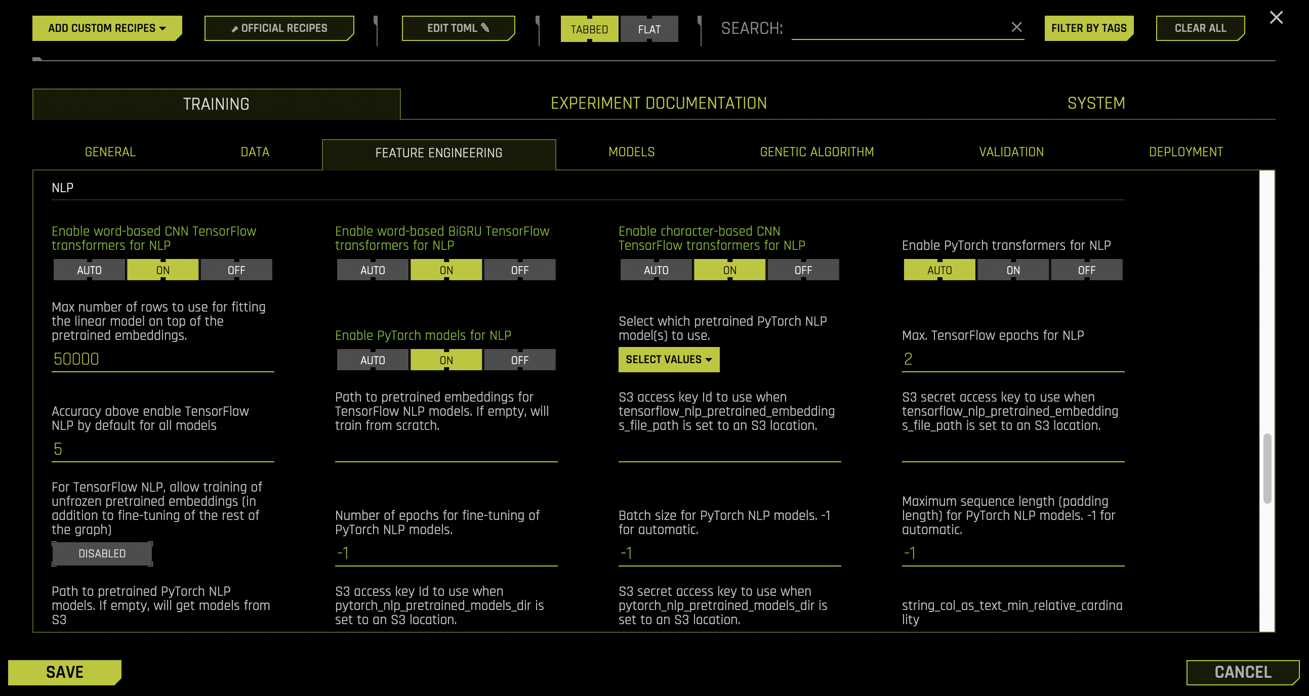 NLP Expert Settings