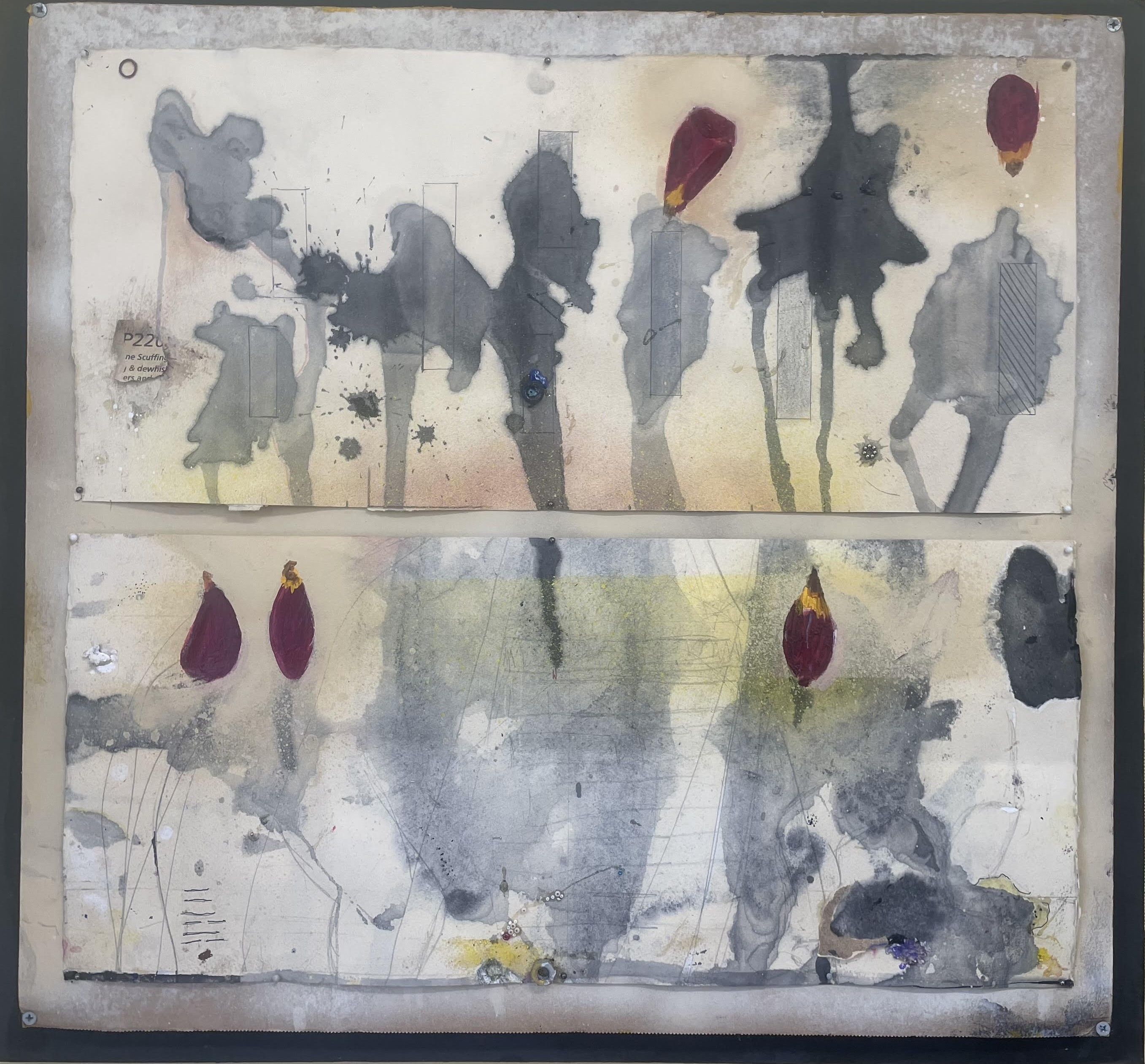 Mixed media on paper and cardboard