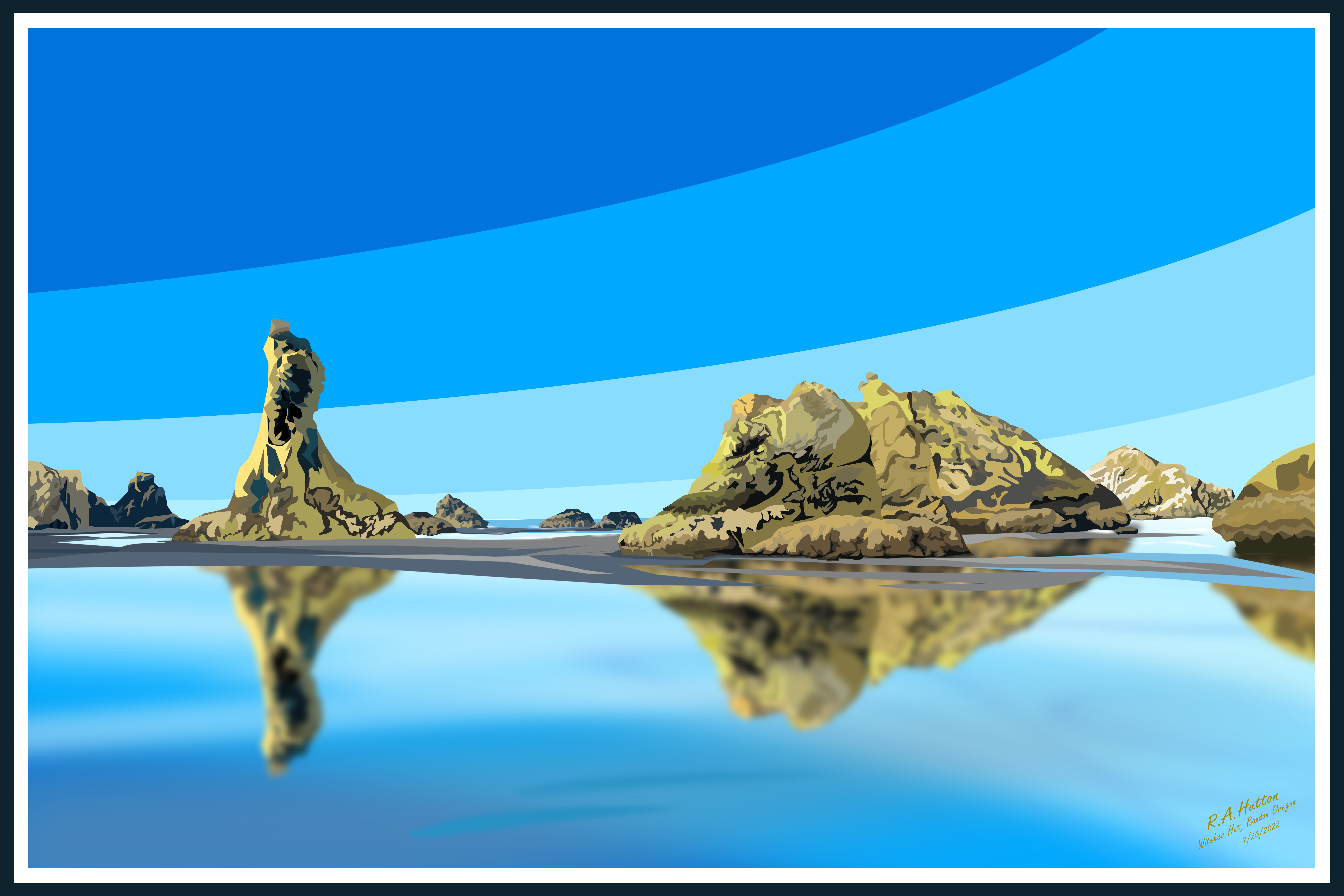 Graphic Art using vector based soft ware.  No AI or Photoshop.  All hand drawn with a mouse,