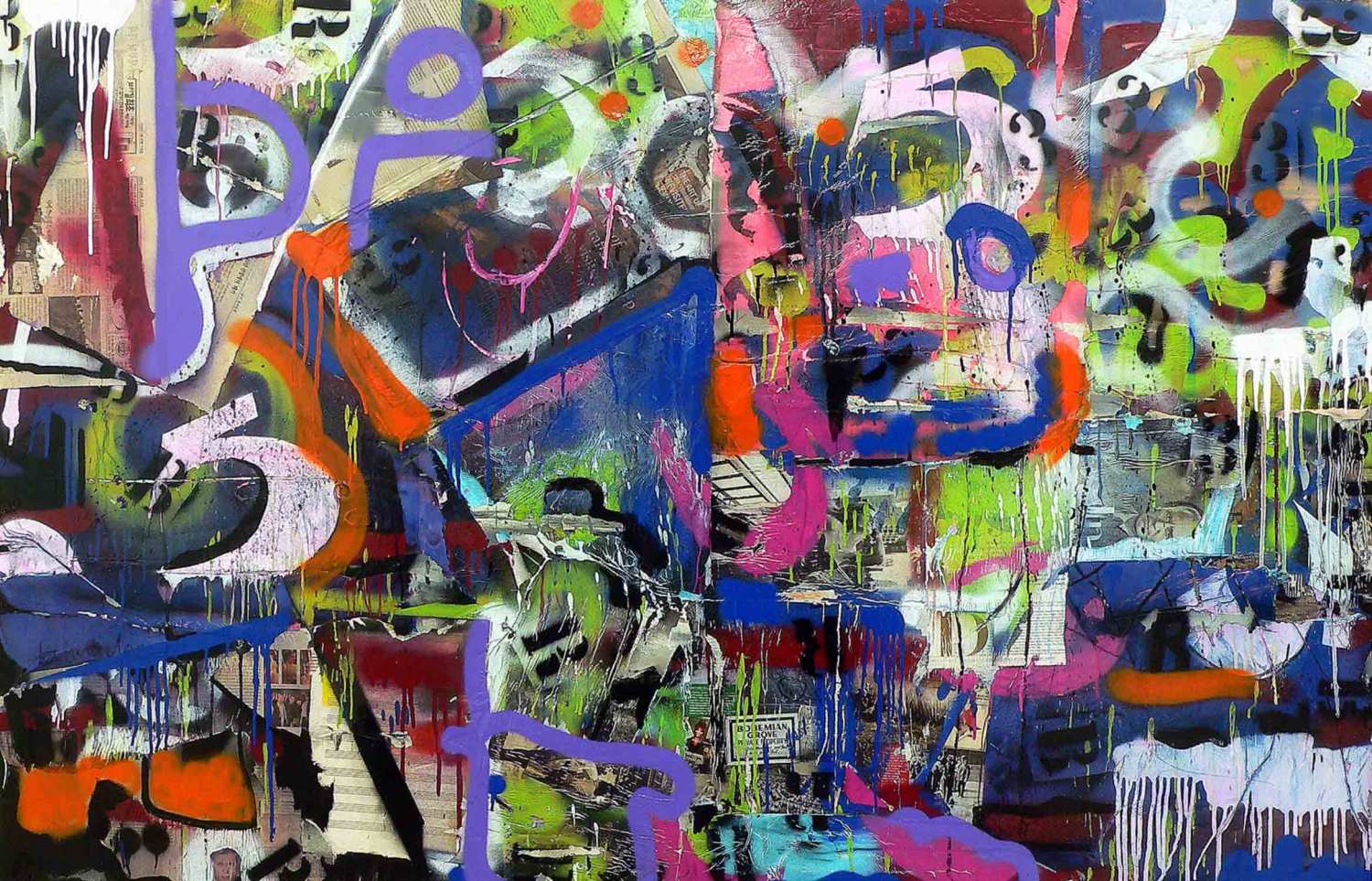 recado bossa nova - 116 x 180 cm - acrylic, spray paint and collage on canvas - 2010 recado bossa nova - 116 x 180 cm - acrylic, spray paint and collage on canvas - 2010