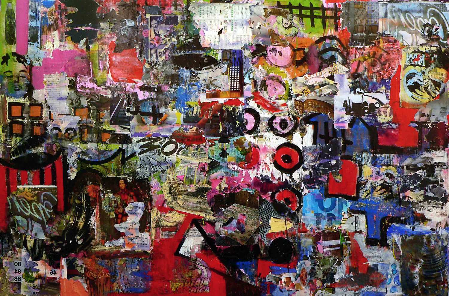 até bem pouco tempo atrás poderíamos mudar o mundo - 120 x 180 cm - acrylic, spray paint and mixed media collage on canvas - 2012 até bem pouco tempo atrás poderíamos mudar o mundo - 120 x 180 cm - acrylic, spray paint and mixed media collage on canvas - 2012