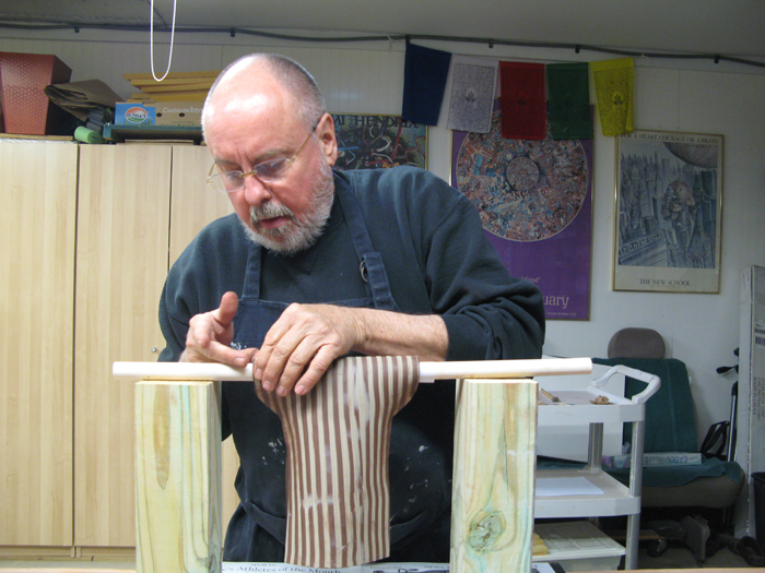 Working on a Kimono Sculpture