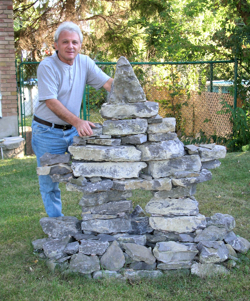 Inukshuk built with garden stones