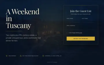 Tuscany Weekend Sweepstakes