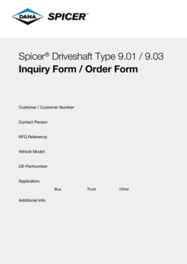 Spicer® Driveshaft Type 9.01-9.03 Inquiry Form