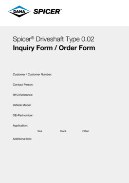 Spicer® Driveshaft Type 0.02 Inquiry Form