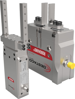 Destaco’s DPE Series of pneumatic grippers are plug and play with no programming.