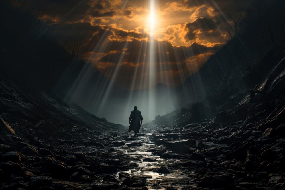 Waking through a dark valley towards the light