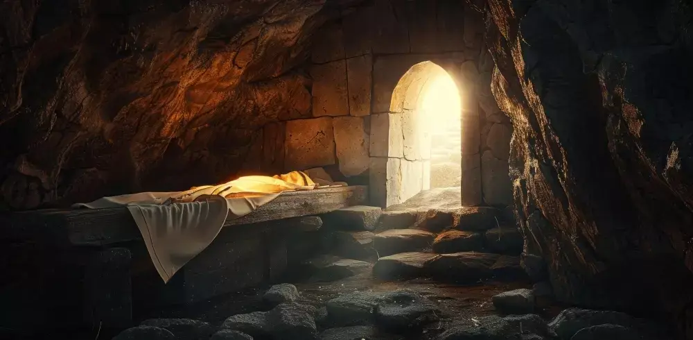 The tomb of Jesus with shroud