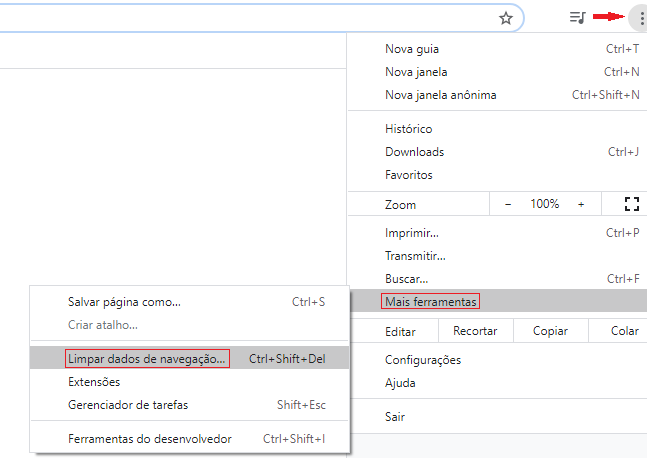 Limpeza do cache Google Chrome