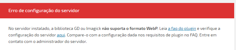 Erro de configuração do servidor