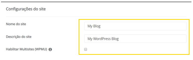 Configuração do site WordPress