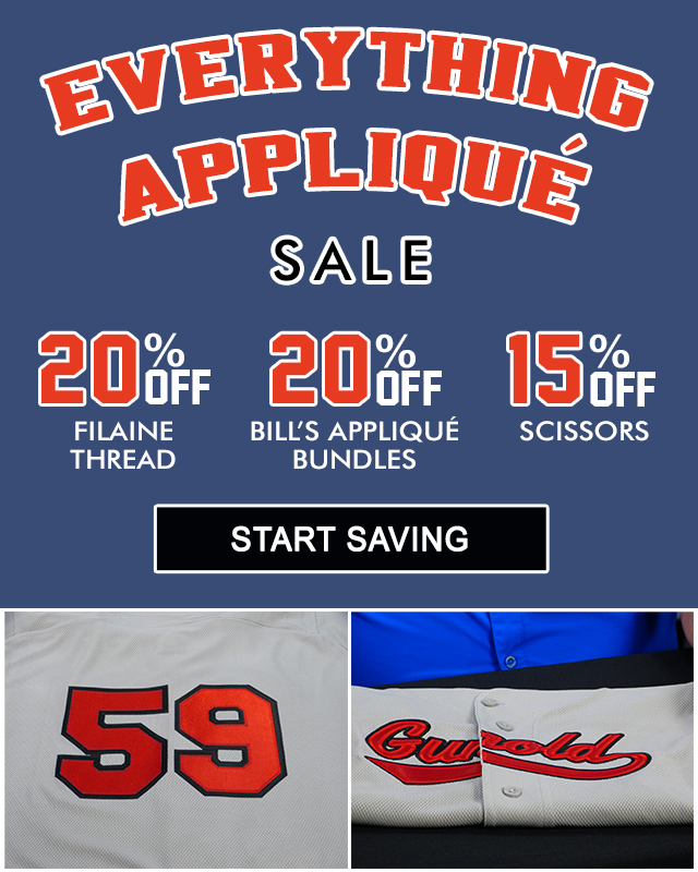 Everything Appliqué Sale - 20% Off Filaine Thread & Bill's Appliqué Bundles + 15% Off Scissors