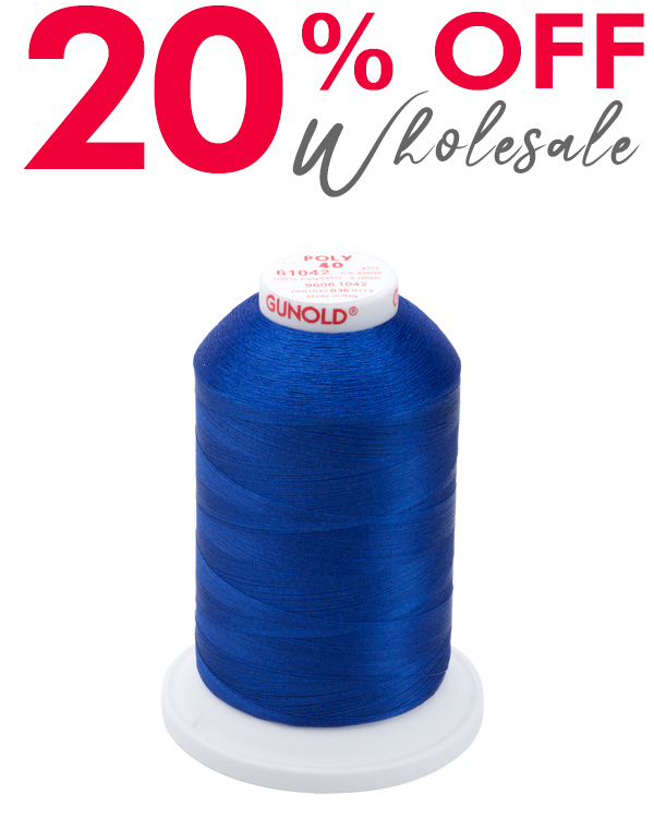 20% Off Poly 40 Embroidery Thread