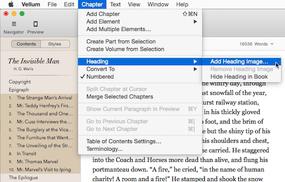 chapter headings vellum help