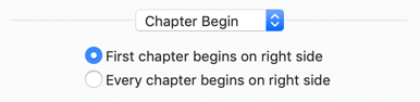 Choose whether the fist chapter or every chapter begins on the right