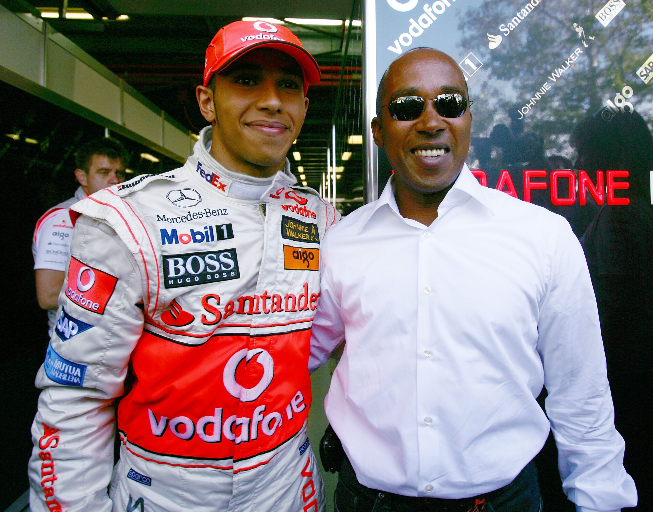 Lewis Hamilton (L) of Great Britain and McLaren Mercedes pictured with his father Anthony Hamilton after the Australian Formula One Grand Prix at the Albert Park Circuit on March 18, 2007 in Melbourne, Australia. Photo: Getty Images Mark Thompson