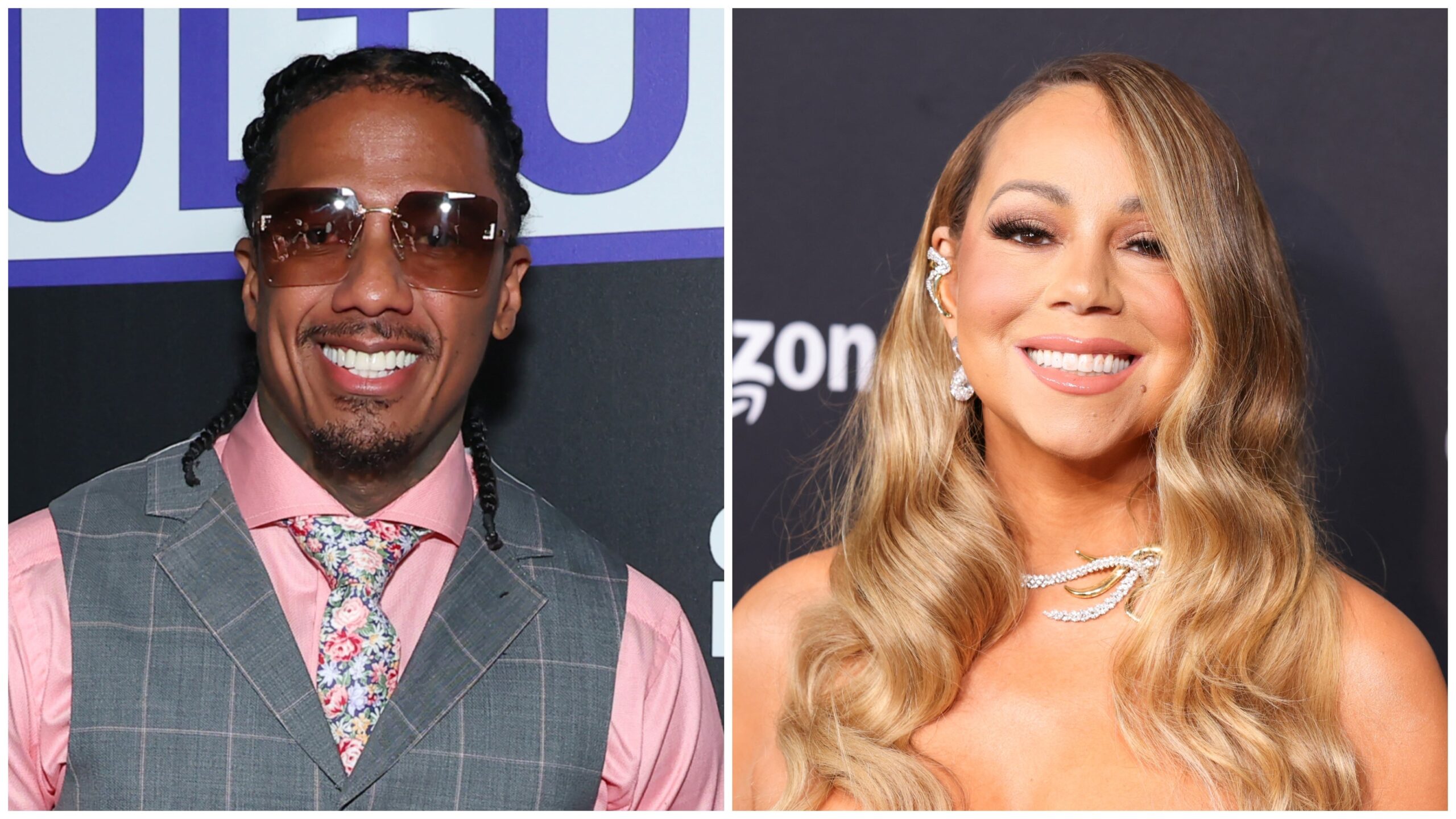 Nick Cannon, left; Mariah Carey. Photo: Getty Images Leon Bennett for Amazon; Mark Von Holden/Billboard
