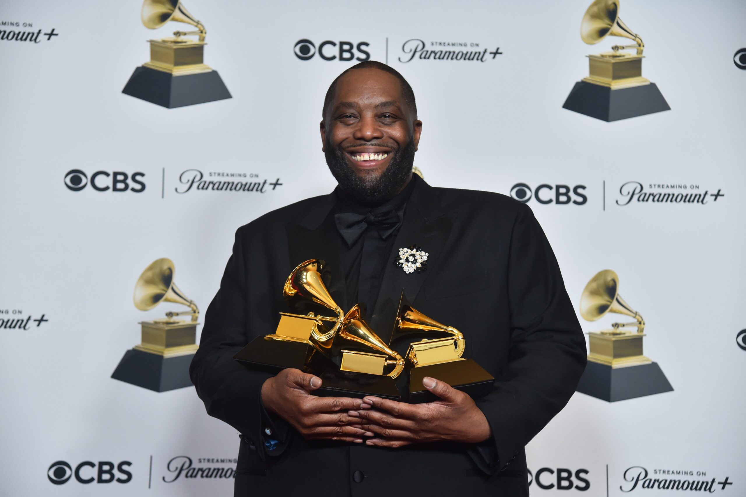 Killer Mike, winner of the Best Rap Album award for “Michael,” Best Rap Performance award for “Scientists & Engineers,” and Best Rap Song award for “Scientists & Engineers,” poses in the press room during the 66th GRAMMY Awards at Crypto.com Arena on February 4, 2024, in Los Angeles, California.