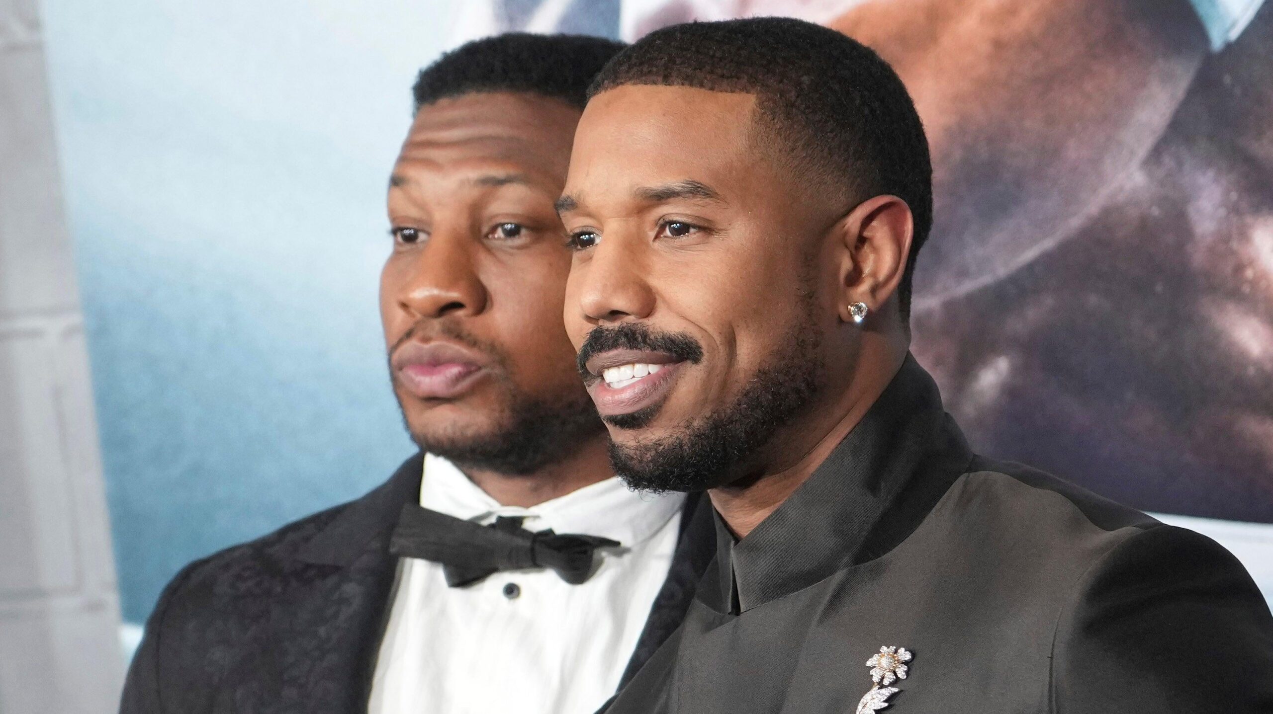 Jonathan Majors and Michael B. Jordan at the CREED III Los Angeles Premiere held at the TCL Chinese Theatre in Hollywood, CA on Monday, February 27, 2023. Photo: AP Sthanlee B. Mirador