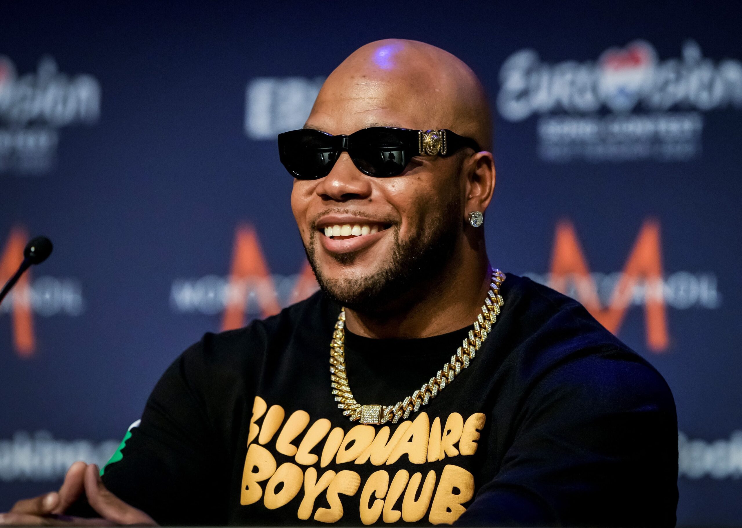 Flo Rida poses for a photo after a press conference of the Eurovision Song Contest in Rotterdam, on May 20, 2021. Photo: Getty Images Sander Koning / ANP / AFP