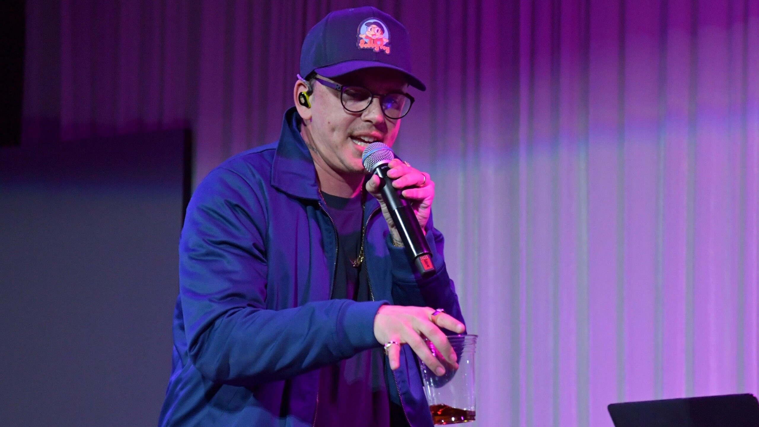 Logic performs onstage during the 2023 BMG Pre-Grammy Party at Candela La Brea on February 01, 2023 in Los Angeles, California. Photo: Getty Images Lester Cohen