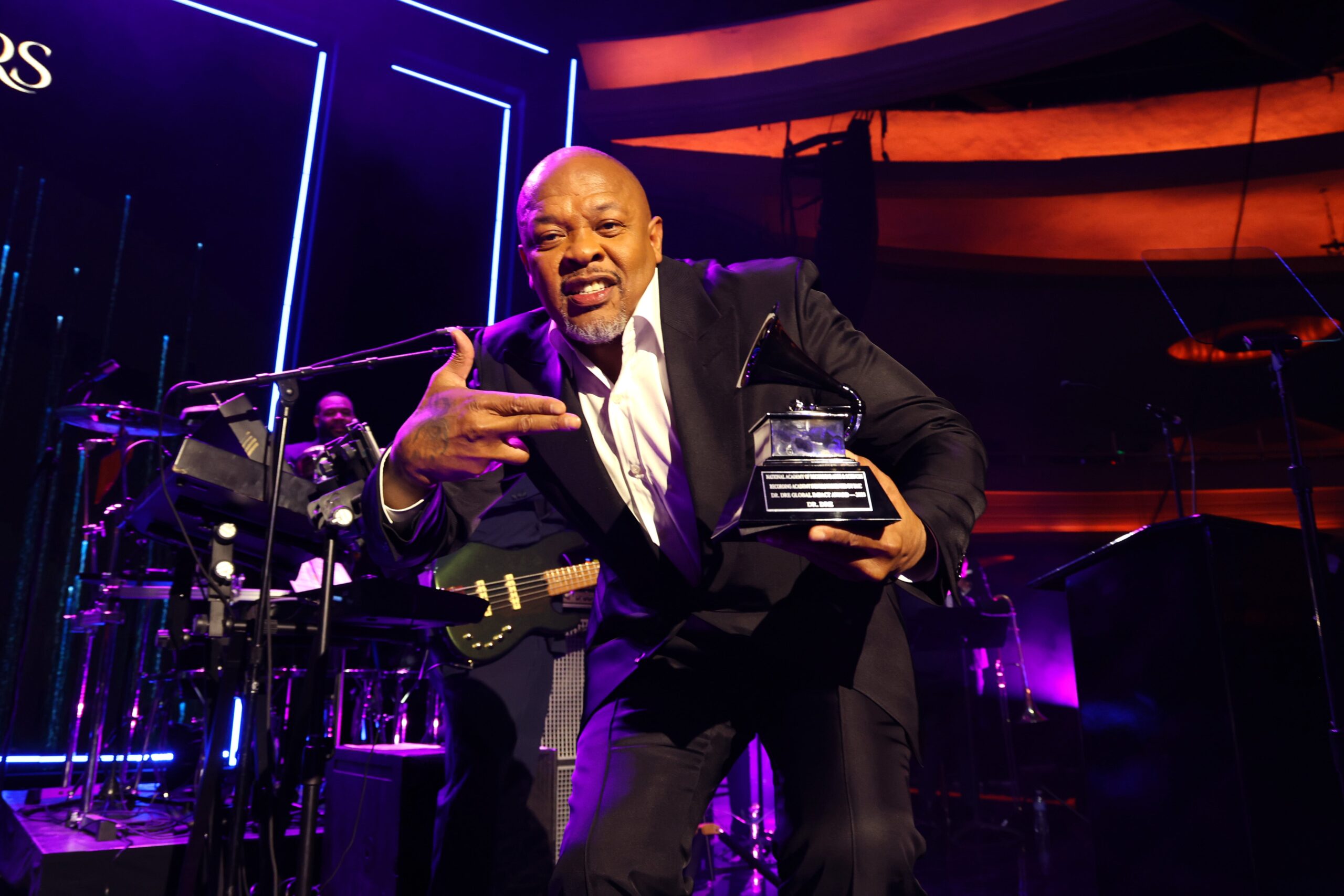 Honoree Dr. Dre accepts the Recording Academy Global Impact Award onstage during the Recording Academy Honors presented by The Black Music Collective during the 65th GRAMMY Awards on February 02, 2023 in Los Angeles, California. Photo: Getty Images Johnny Nunez