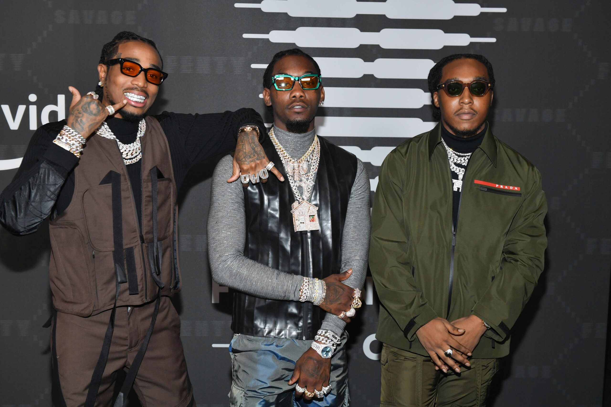 Quavo, Offset, and Takeoff of Migos attend Savage X Fenty Show Presented By Amazon Prime Video - Arrivals at Barclays Center on September 10, 2019. Photo: AP NDZ/STAR MAX/IPx