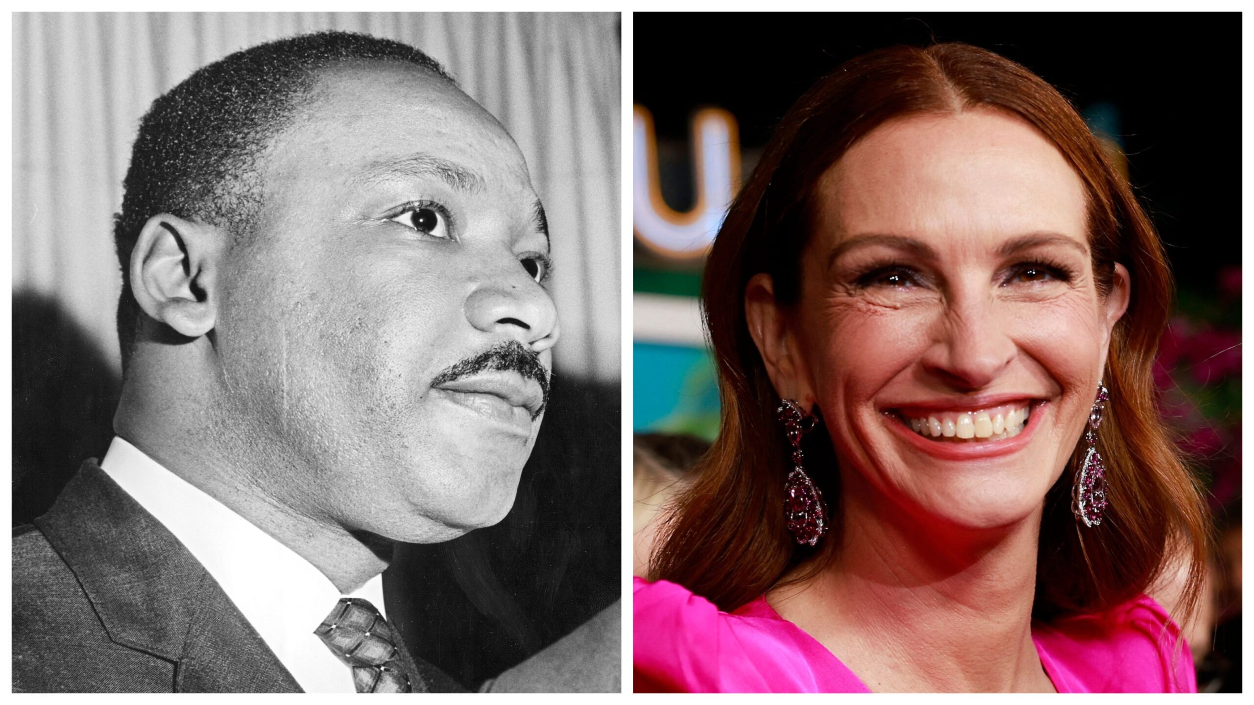 Martin Luther King Jr.,left; Julia Roberts. Photo: Getty Images AFP via Getty Images/; Michael Tran / AFP