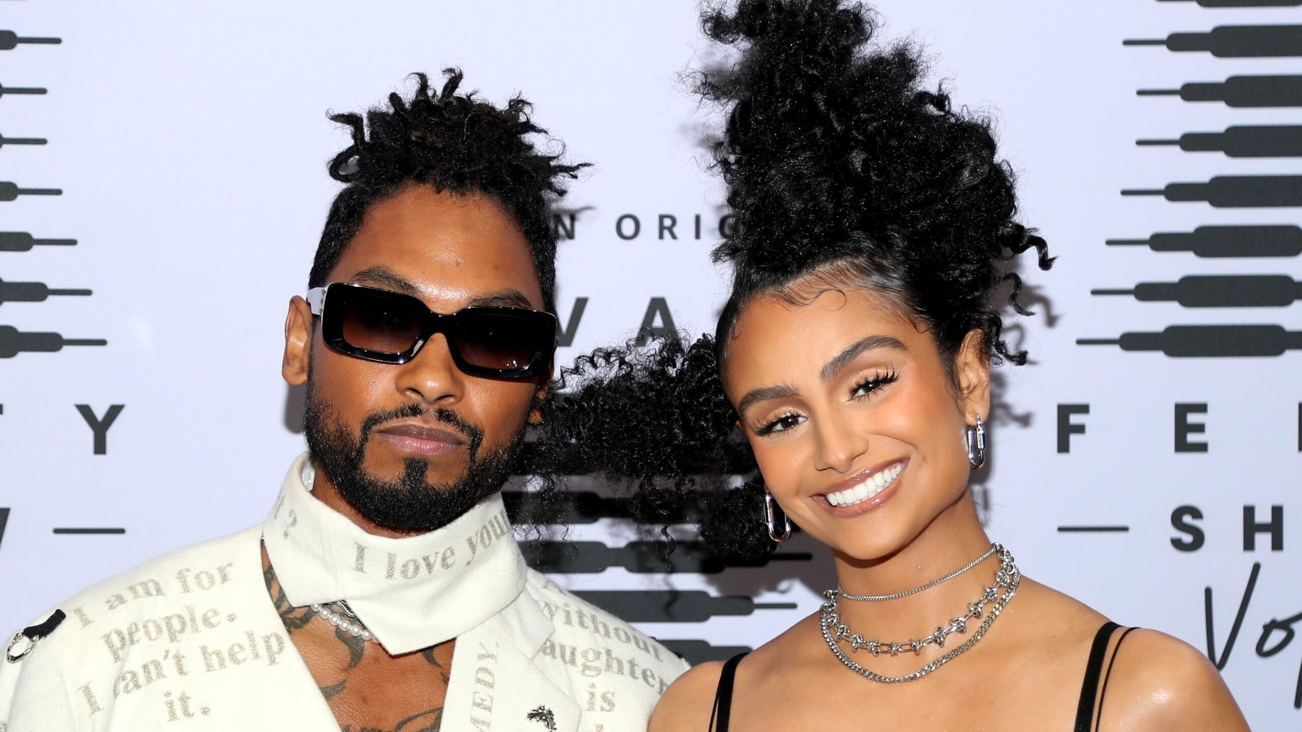 Miguel, left and Nazanin Mandi attend Rihanna’s Savage X Fenty Show Vol. 2 presented by Amazon Prime Video in Los Angeles, California on October 2, 2020. Photo: Getty Images Jerritt Clark for Savage X Fenty Show Vol. 2 Presented by Amazon Prime Video