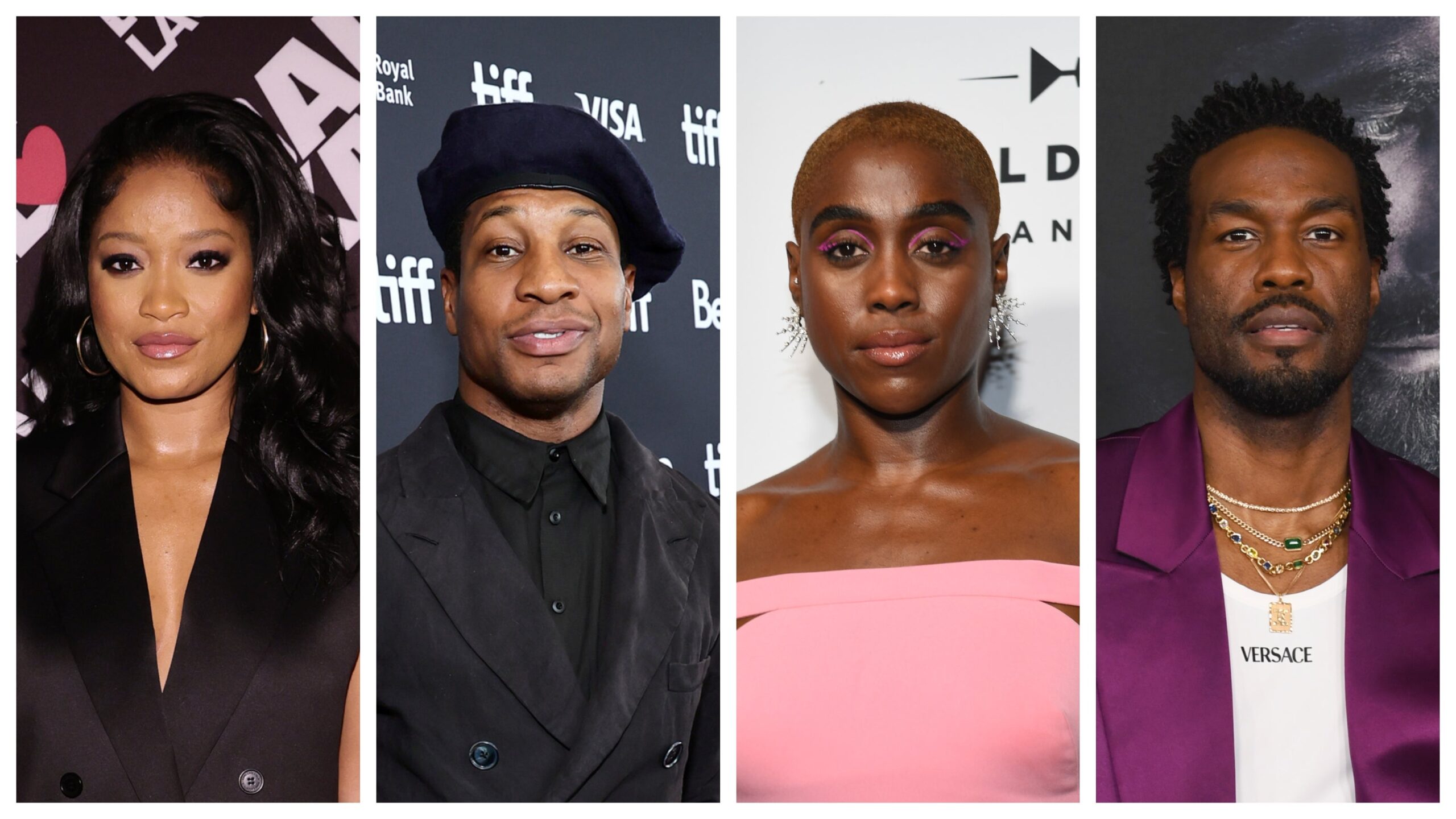 Keke Palmer, left; Jonathan Majors, Lashana Lynch, and Yahya Abdul-Mateen II. Photo: Getty Images Jamie McCarthy for Karl Lagerfeld/Matt Winkelmeyer/Sonia Recchia for Diageo World Class Canada and Audi Canada/Jon Kopaloff