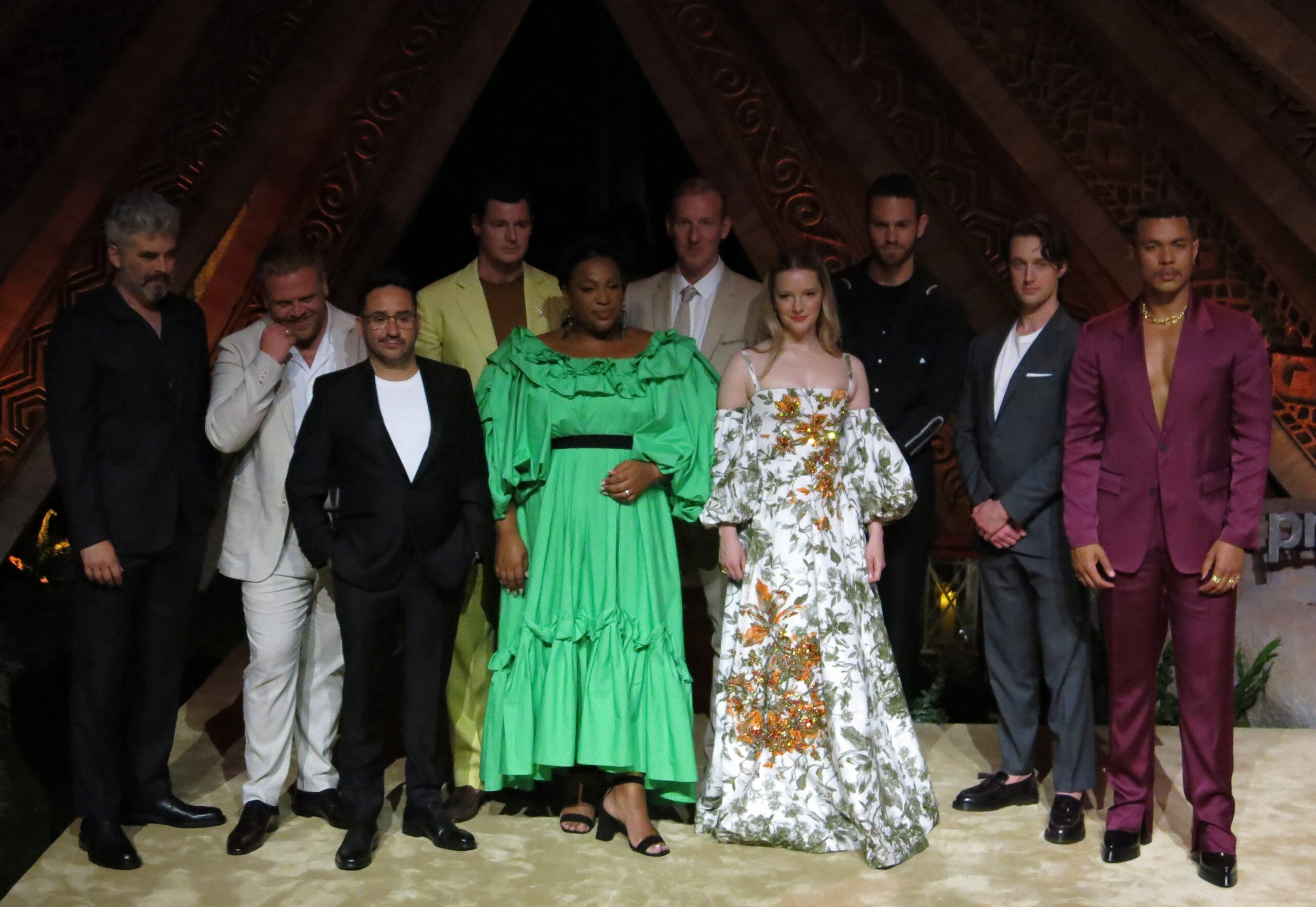 The cast and crew of “The Lord of the Rings: The Rings of Power” pose at the red carpet of the series in Mexico City on August 17, 2022. Photo: AP Berenice Bautista