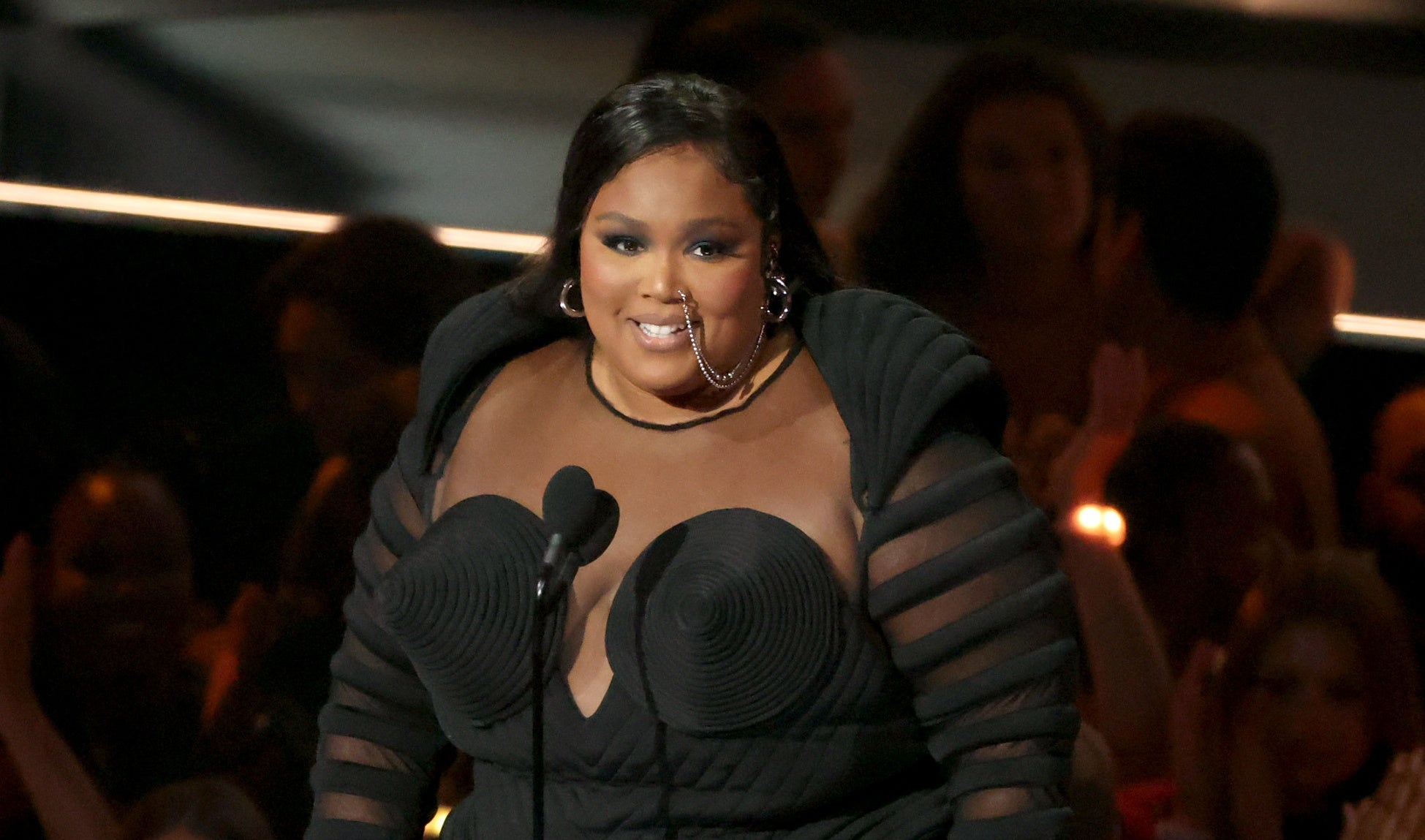 Lizzo accepts the Video For Good award for ‘About Damn Time’ onstage at the 2022 MTV VMAs at Prudential Center on August 28, 2022 in Newark, New Jersey. (Photo by Arturo Holmes/Getty Images) Photo: Getty Images Arturo Holmes