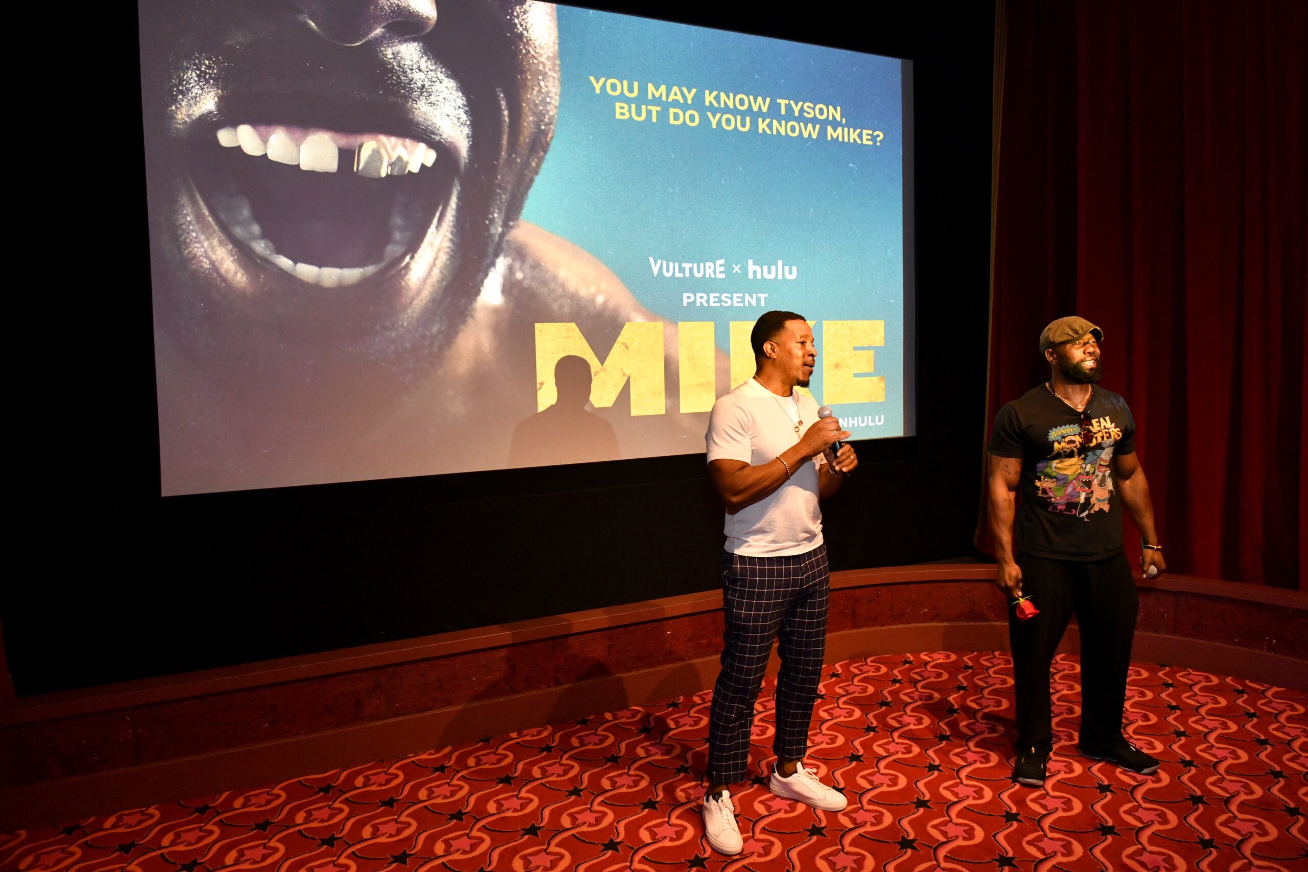 Russell Hornsby and Trevante Rhodes speak at Vulture x Hulu Advanced Screening Of “Mike” at Roxy Hotel on August 24, 2022 in New York City. Photo: Getty Images Craig Barritt