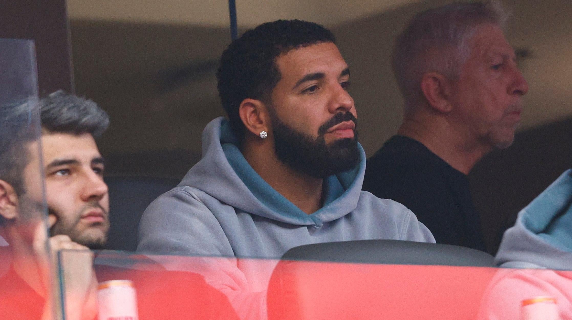 Drake is seen during Super Bowl LVI at SoFi Stadium on February 13, 2022 in Inglewood, California. Photo: Getty Images Ronald Martinez