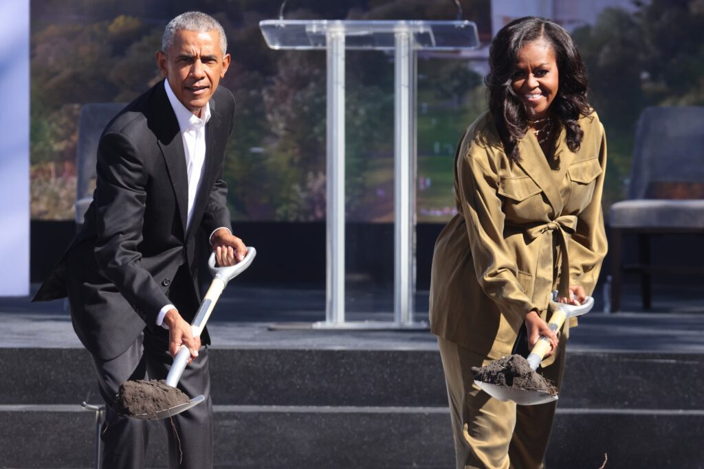 Barack and Michelle Obama Leaving Spotify