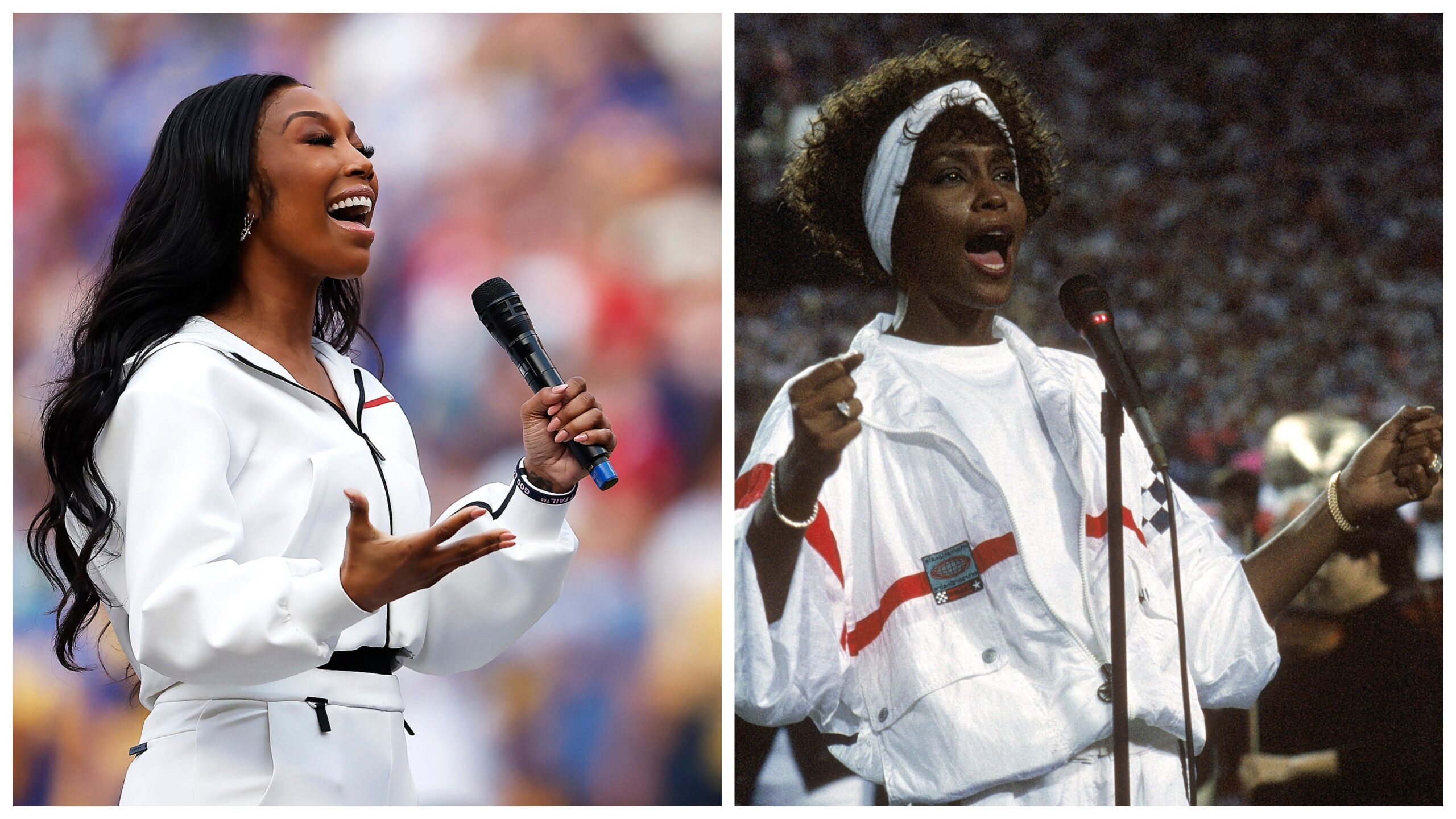 Brandy, left; the late Whitney Houston. Photo: Getty Images Christian Petersen//George Rose