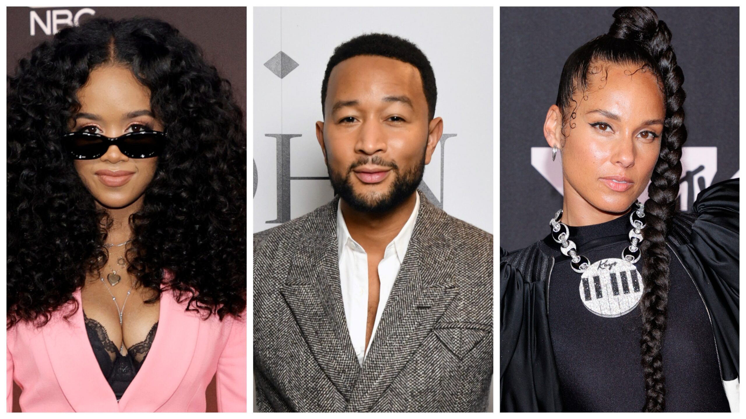H.E.R, left; John Legend, Alicia Keys. Photo: Getty Images Amy Sussman/Craig Barritt for Nordstrom/Jason Kempin
