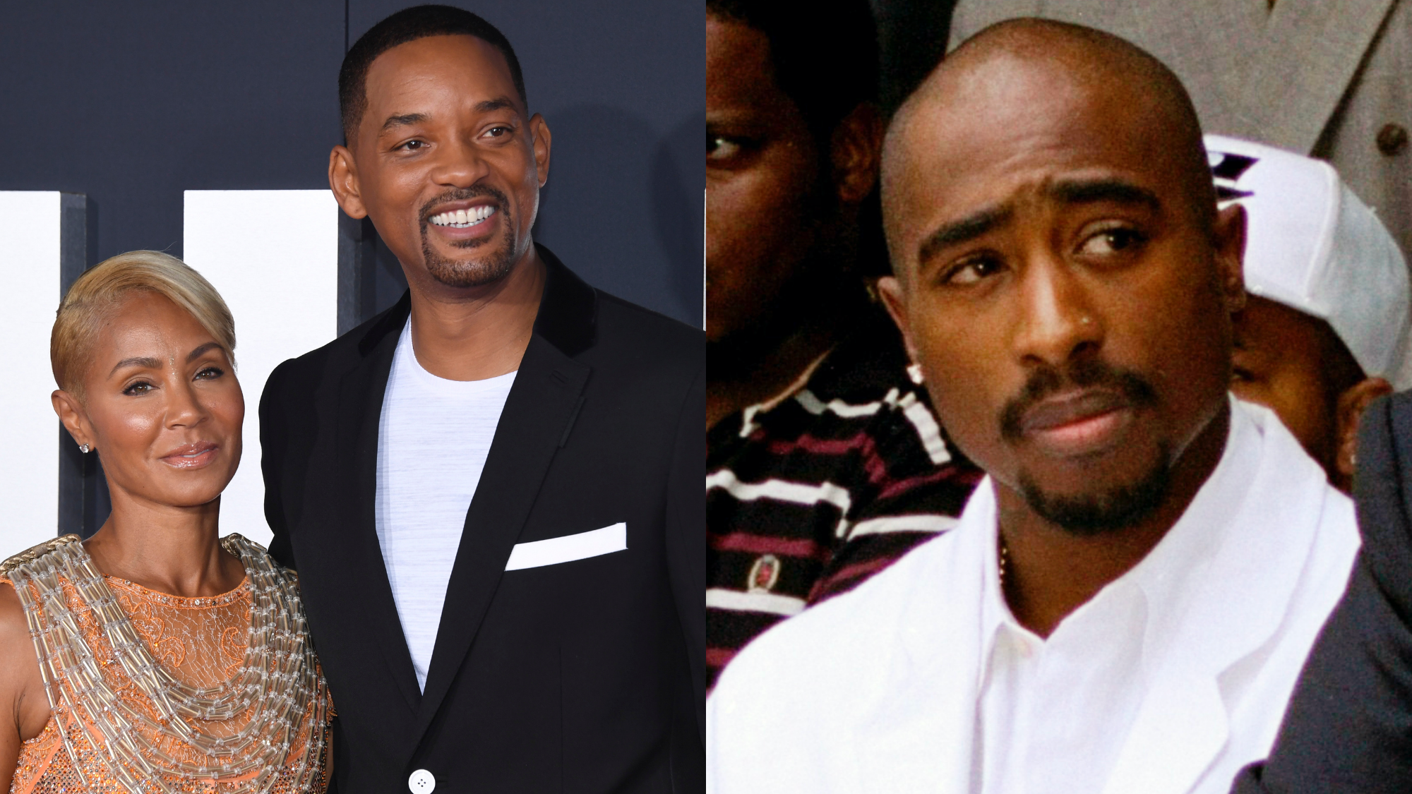 Will Smith and Jada Pinkett Smith attend the premiere of “Gemini Man” on Sunday, Oct. 6, 2019; In this Aug. 15, 1996, file photo, rapper Tupac Shakur attends a voter registration event in South Central Los Angeles. Photo: AP Phil McCarten/Invision