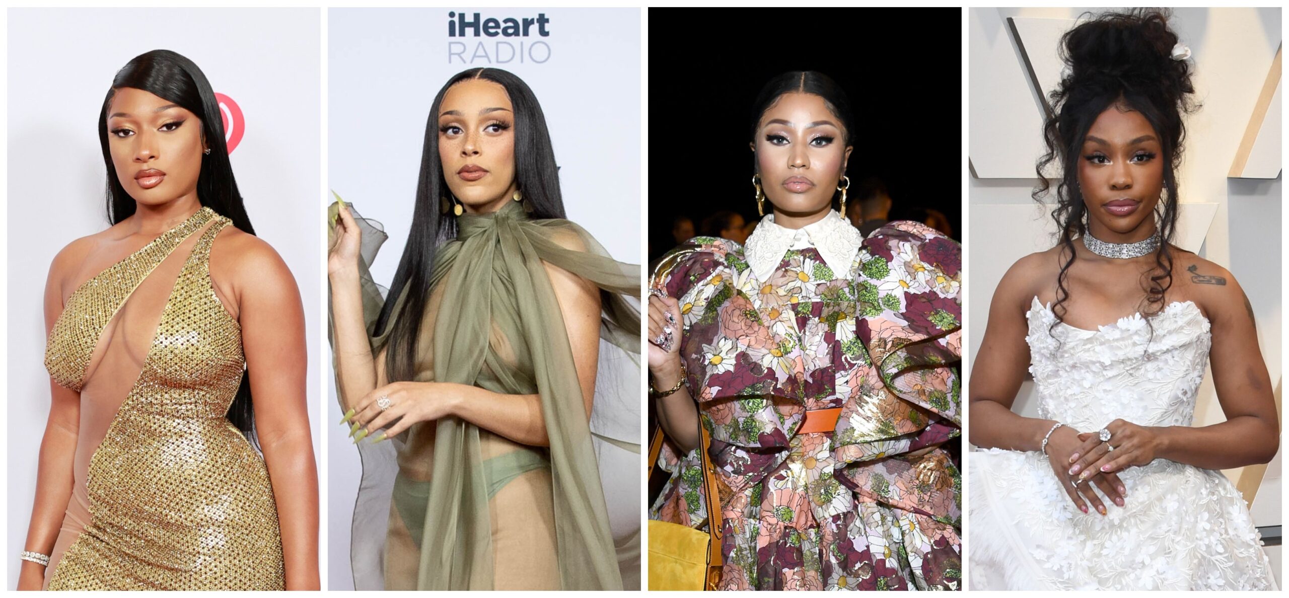 (L-R) Megan Thee Stallion, Doja Cat, Nicki Minaj and SZA. Photo: Getty Images Emma McIntyre for iHeartMedia/ Emma McIntyre for iHeartMedia/Dimitrios Kambouris for Marc Jacobs/Mark Rolston for AFP