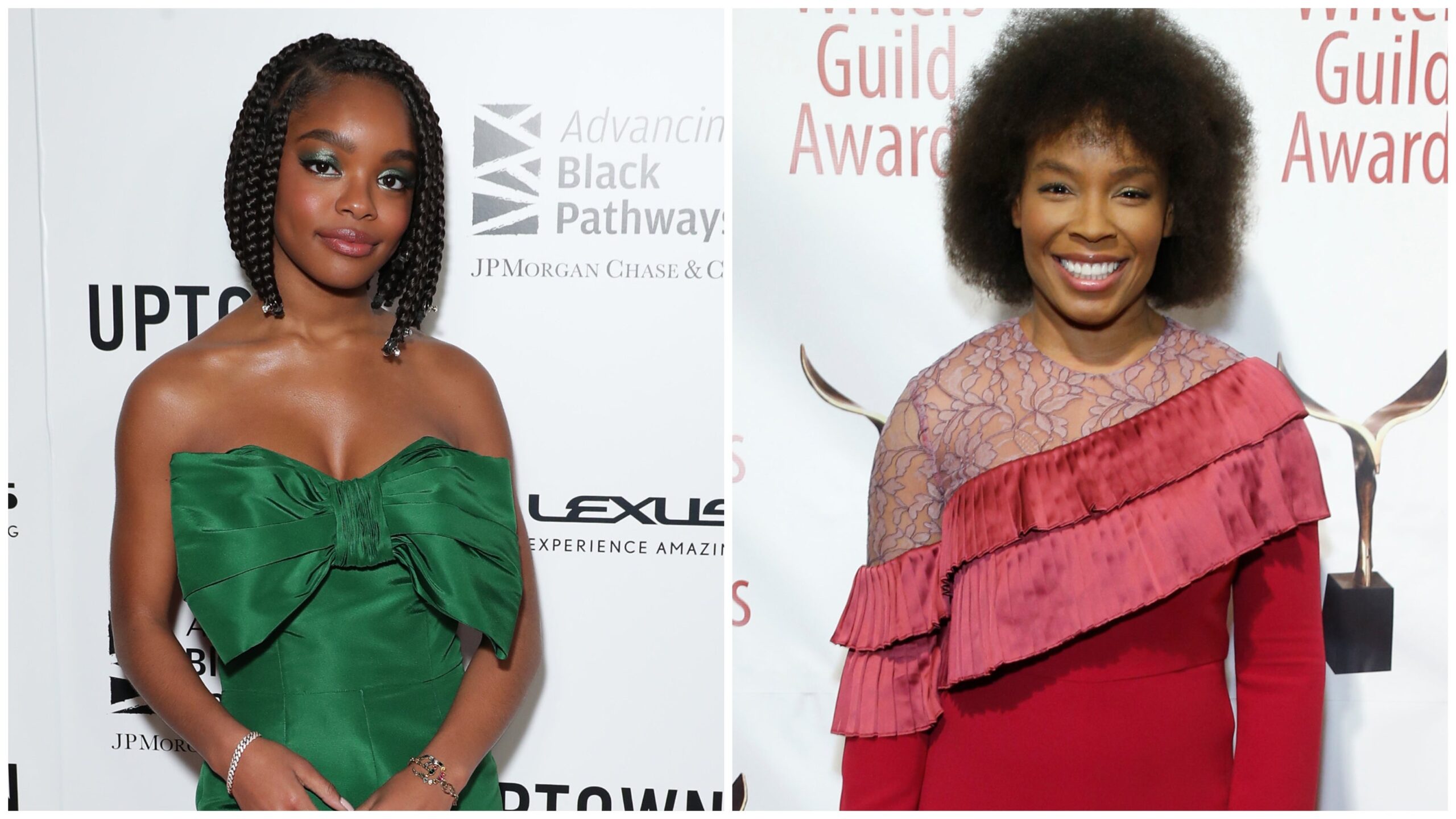 (L-) Marsai Martin at Lexus Uptown Honors Hollywood on February 05, 2020 in Los Angeles, California; Amber Ruffin at the 72nd Annual Writers Guild Awards on February 01, 2020 in New York City. Photo: Getty Images Leon Bennett/ John Lamparski