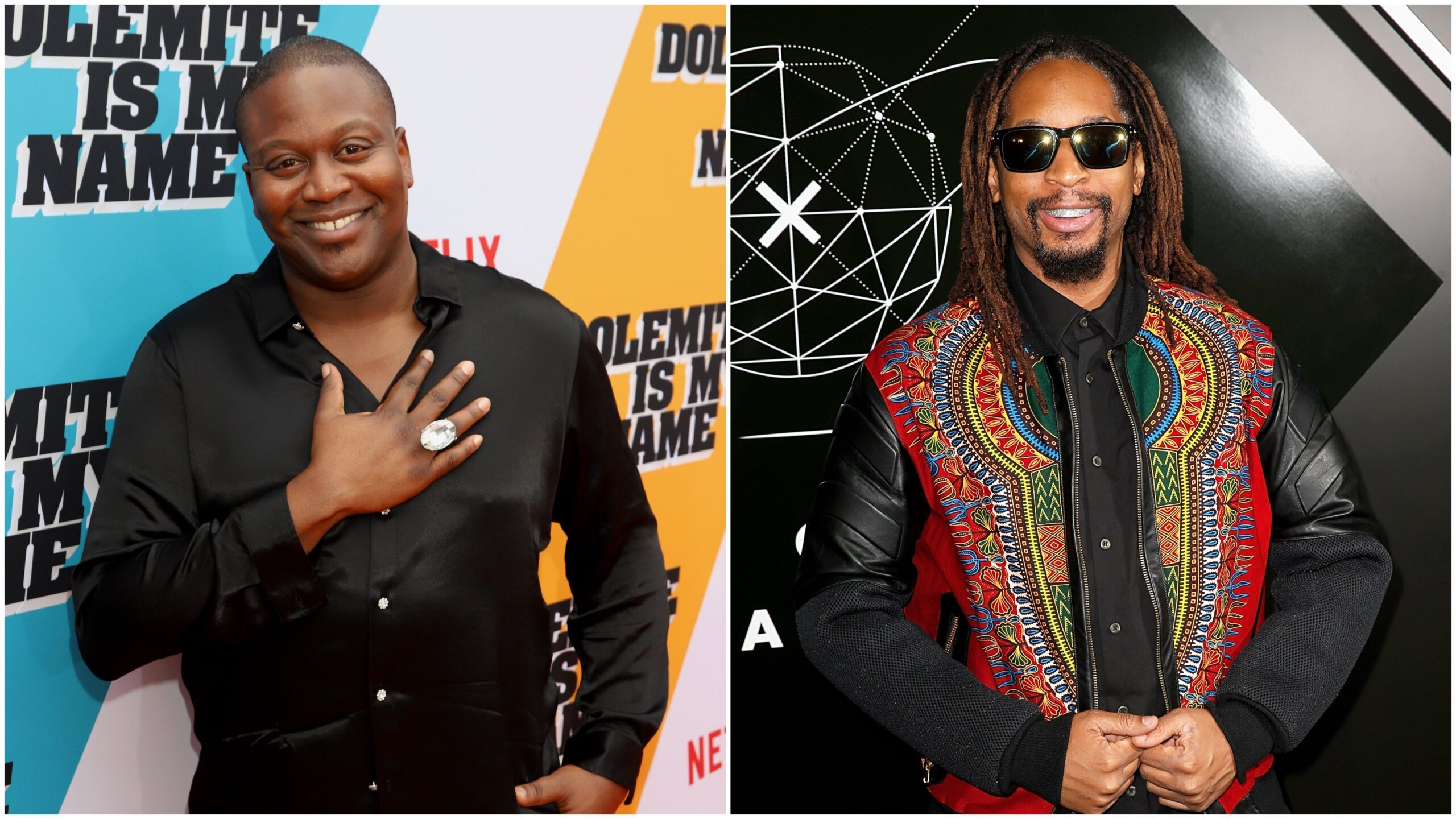 (L-) Tituss Burgess at the “Dolemite Is My Name” premiere on September 28, 2019 in Los Angeles, California; Lil Jon attends the Pencils of Promise 10th Anniversary Gala on October 24, 2018 in Brooklyn, New York. Photo: Getty Images Arnold Turnerfor Netflix/ Dominik Bindl