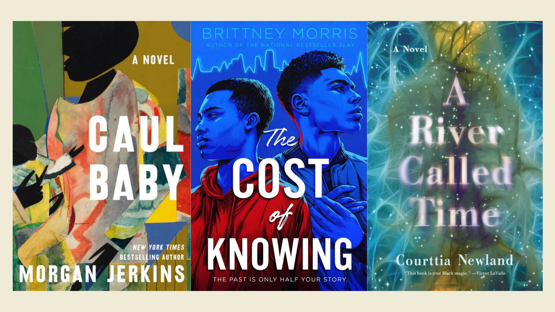 Caul Baby, The Cost of Knowing, A River Called Time Image: HarperCollins, Simon and Schuster, Penguin Random House