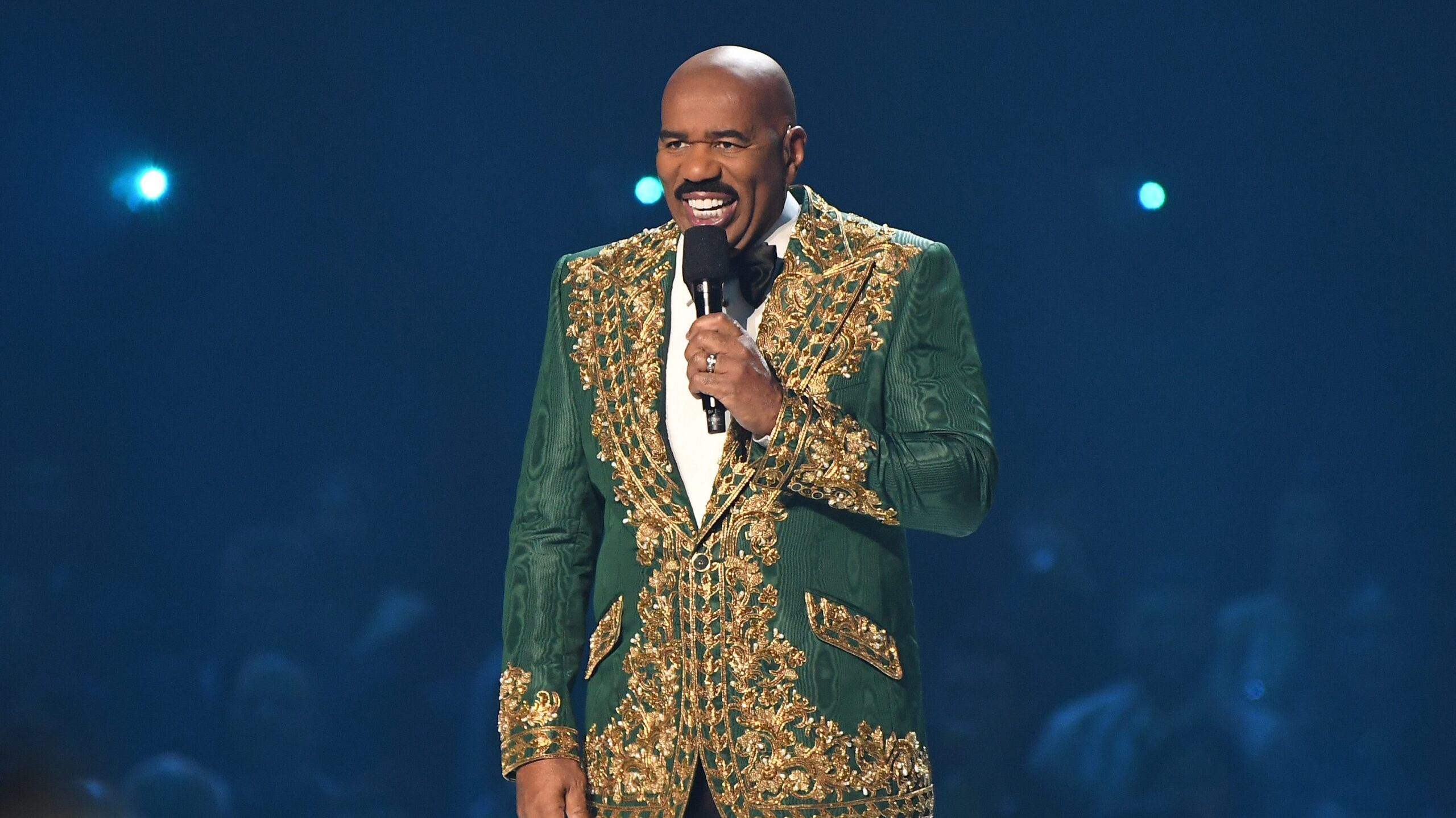 Steve Harvey speaks onstage during 2019 Miss Universe Pageant on December 08, 2019. Photo: Getty Images Paras Griffin/Getty Images