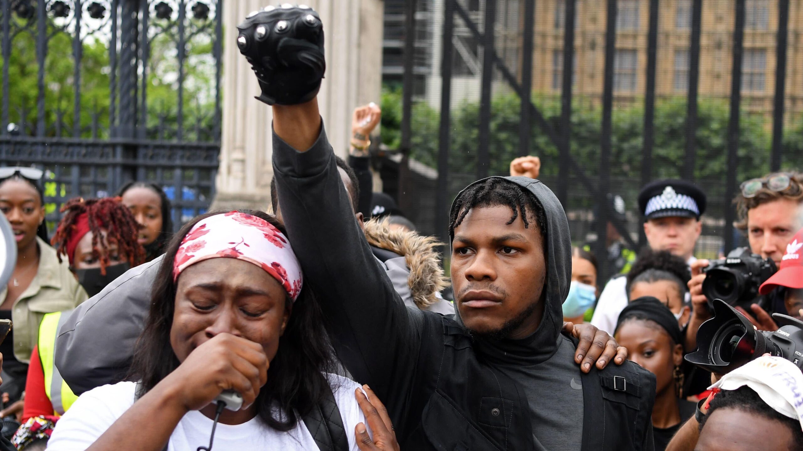 John Boyega stands in Parliament square during an anti-racism demonstration in London, on June 3, 2020 Photo: Getty Images Daniel Leal-Olivas/AFP via Getty Images