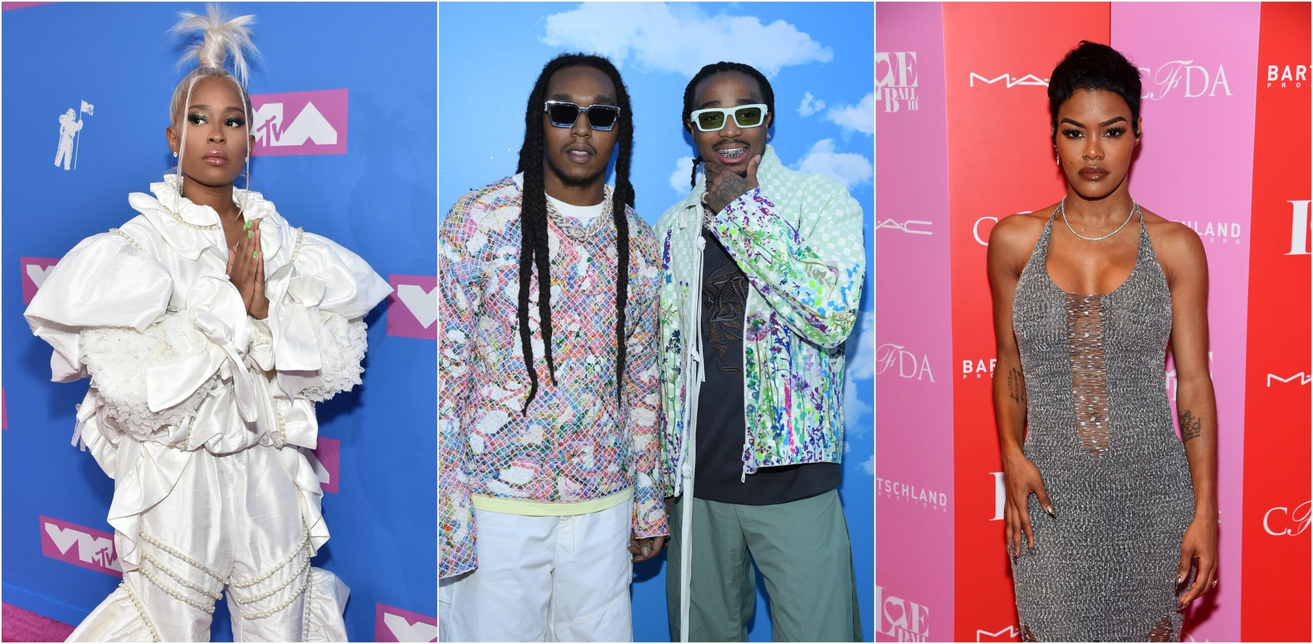 Rapper Dej Loaf, left, Takeoff and Quavo of Migos, R&B singer Teyana Taylor Photo: Getty Images Mike Coppola